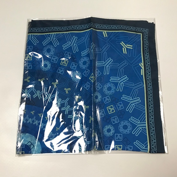 Women's Satin Square Scarf Geometric Blue One Size - Picture 1 of 2